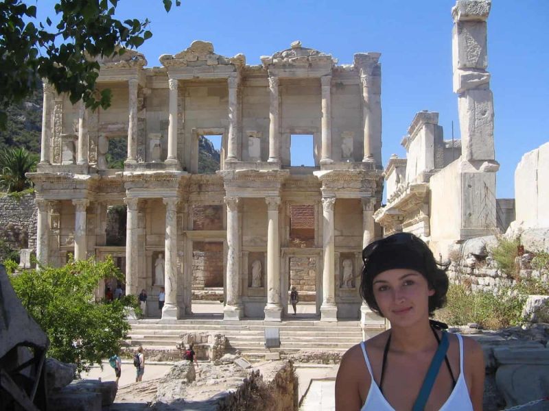 Me in front of the facade of the Library of Celsus