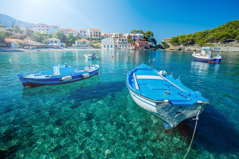 Boats moored in Assos, Kefalonia