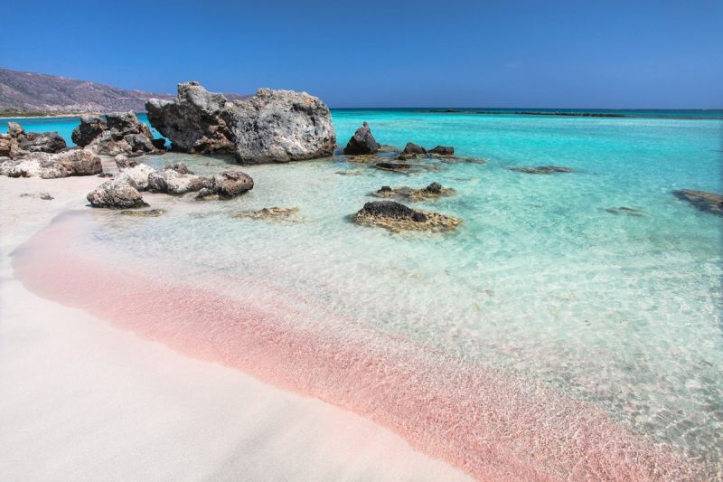 Pink sands of Elafonisi beach on Crete.