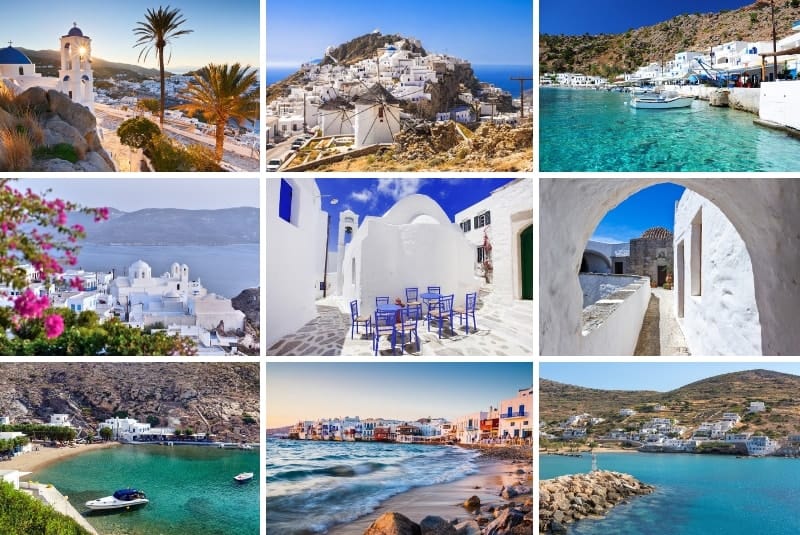 High angle view of traditional white washed houses on a Greek