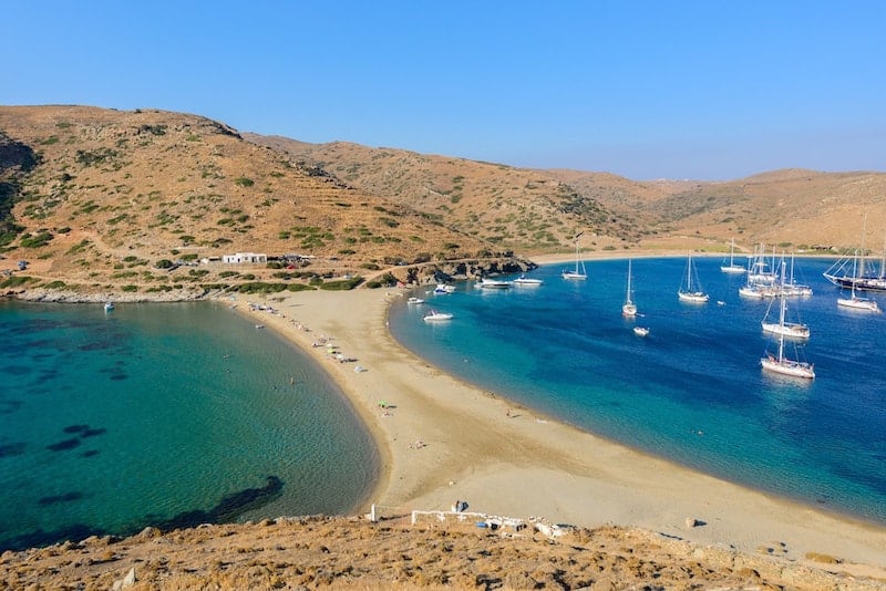 Kolona double beach on Kythnos