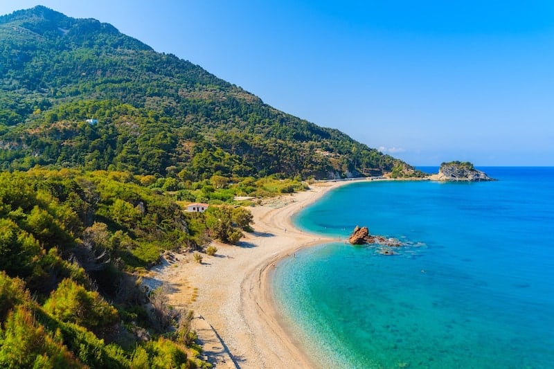 Playa de Potami en la isla griega de Samos