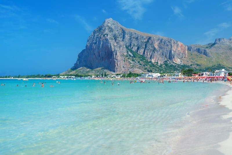 The beach at San Vito lo Capo on Sicily, Italy