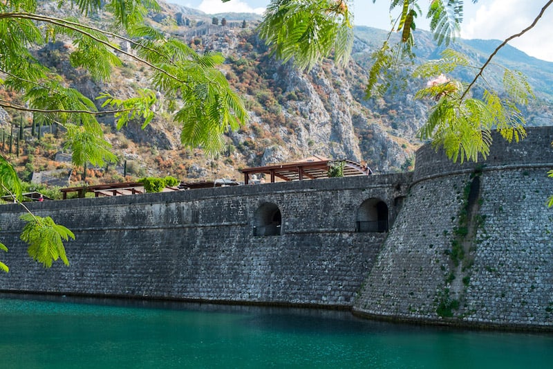 Defensive walls and moat in Kotor
