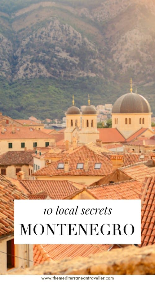 Rooftops of Kotor with text overlay '10 local secrets - Montenegro'