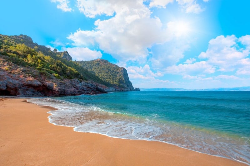 Waves wash up on Cleopatra Beach, Alanya