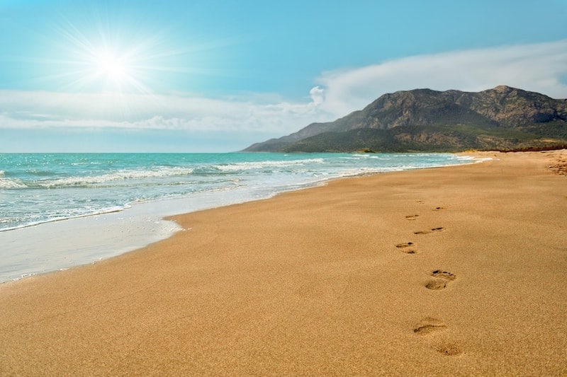 Footsteps on the sand of Patara Beach