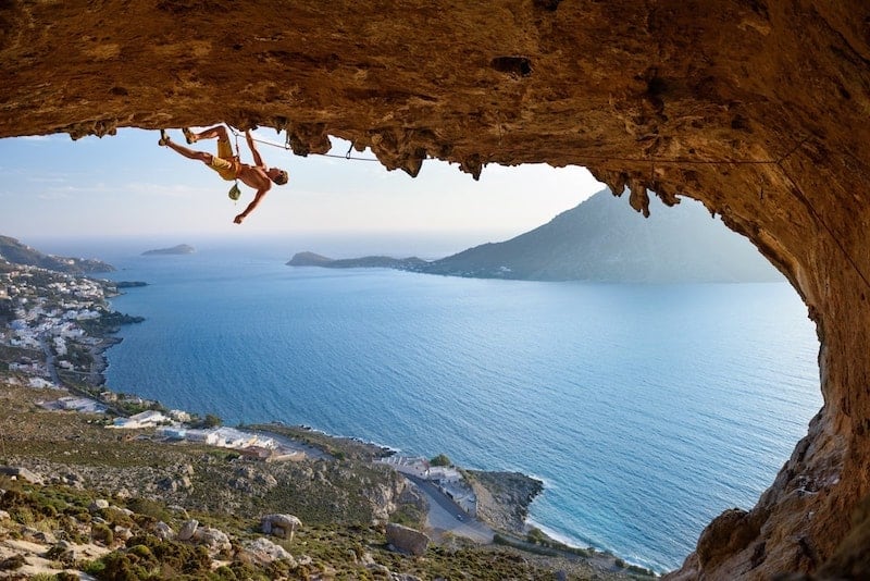 Man rock climbing on Kalymnos