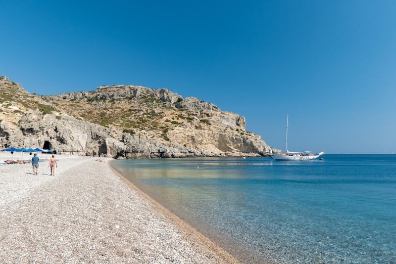 Crystal Clear Water of Mediterranean Sea on Afandou Beach on