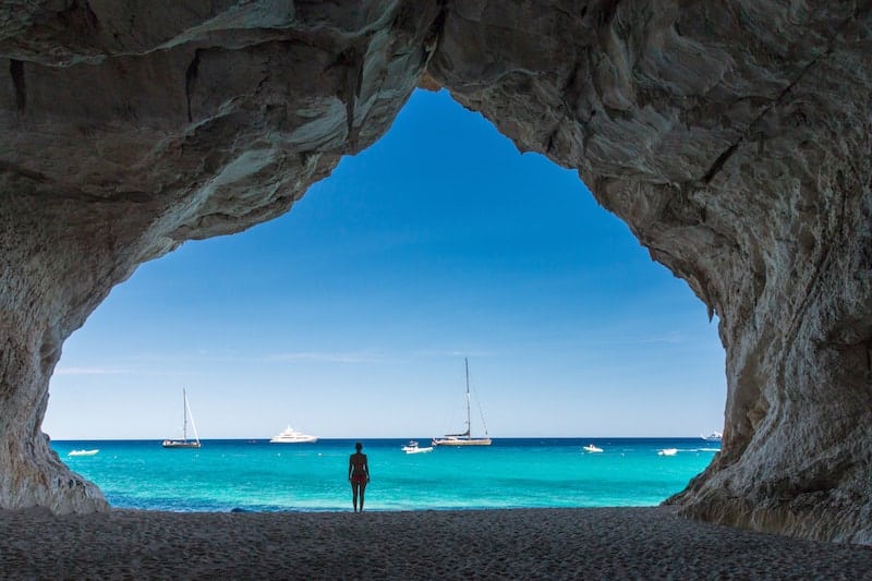 Beach cave of Cala Luna in Sardinia