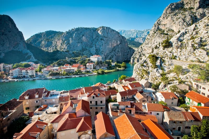 Red rooftops and limestone cliffs of Omis