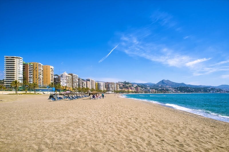 Malaga's sandy city beach.