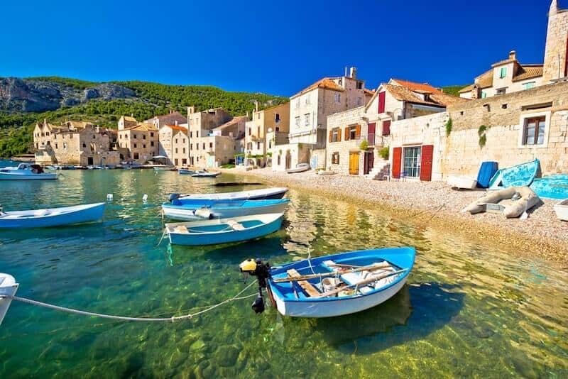 small boats moored at Komiza on Vis