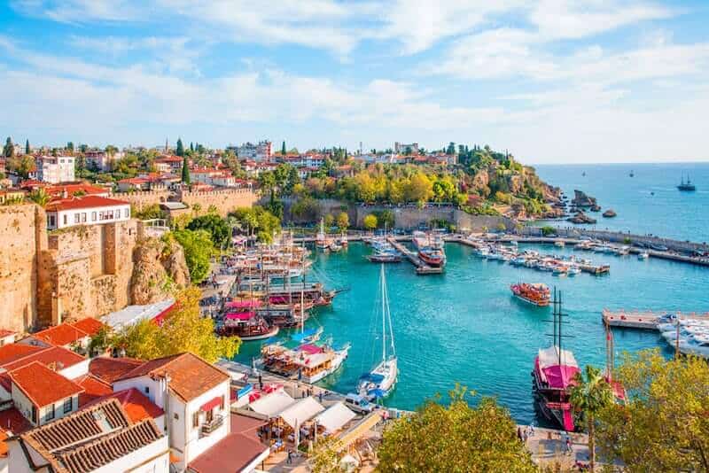 Tour boats in Antalya's historic harbour.