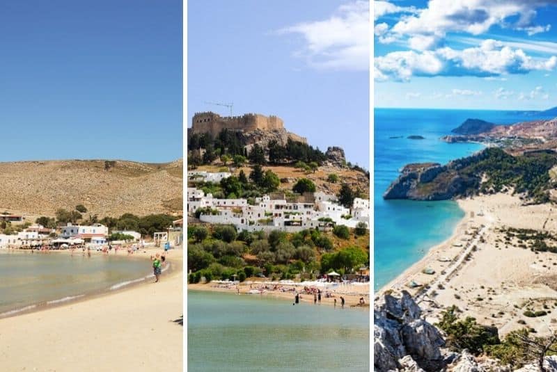 Collage of beaches in the Dodecanese