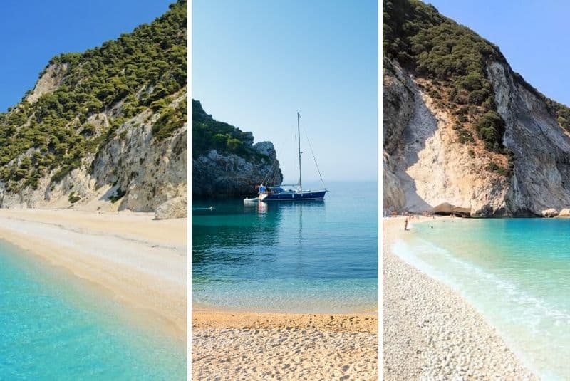 Collage of beaches in the Ionian Islands