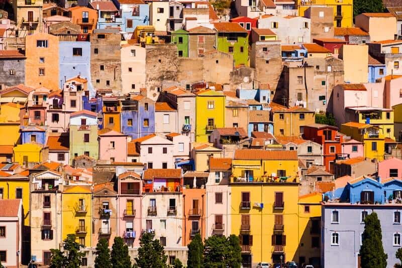 Bosa's colourful houses.