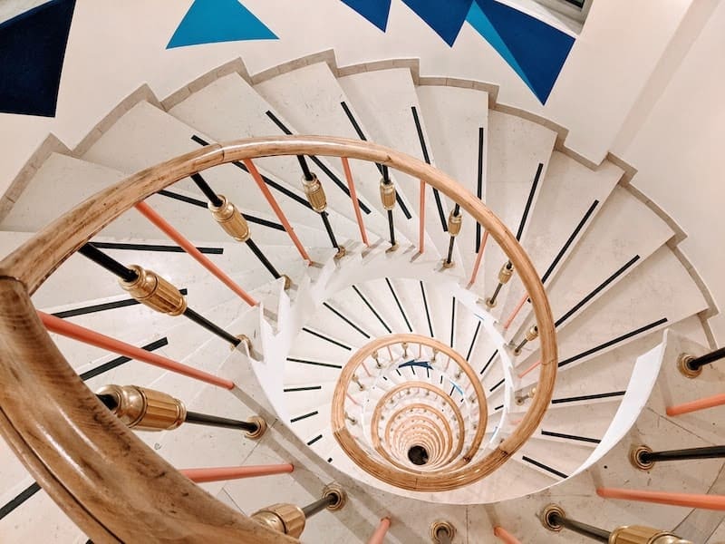 Intricate stairwell in Athens Selina.