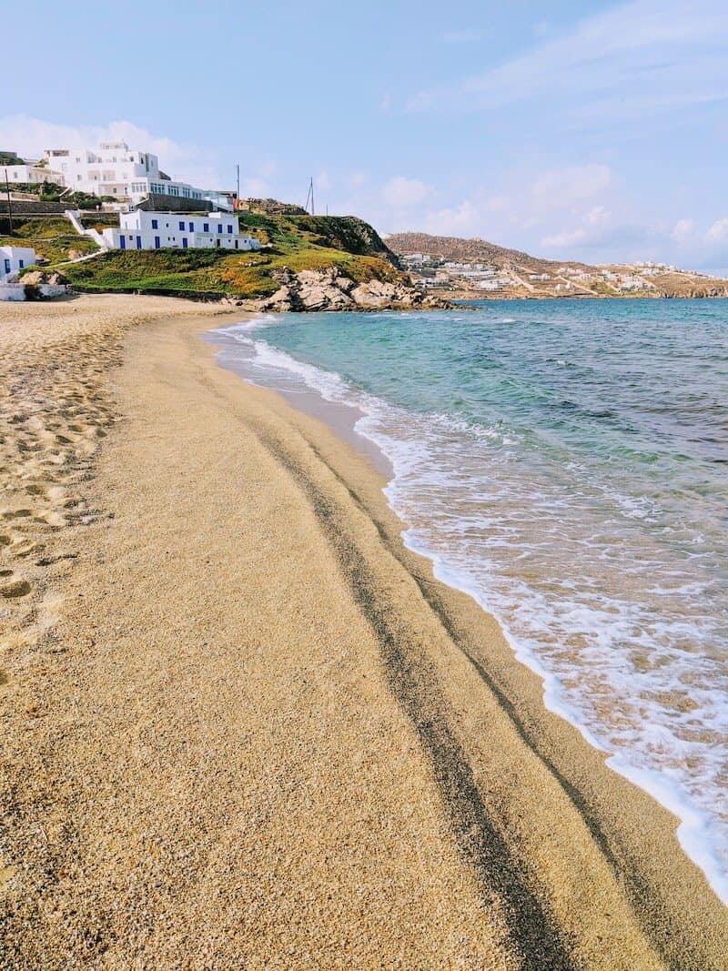 Golden sands at Megali Ammos beach, Mykonos