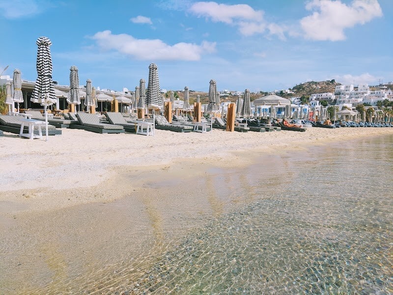 Sunloungers on Ornos beach