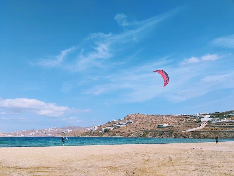 Kitesurfers on Korfos beach, Ornos