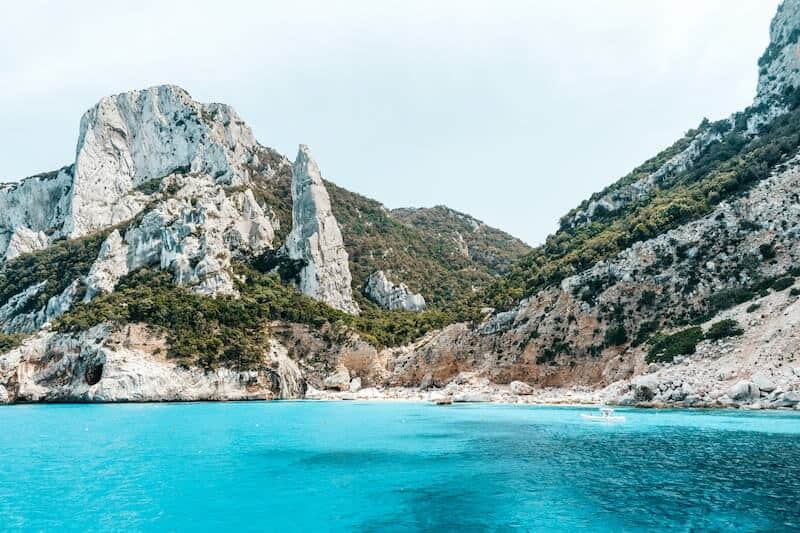 Jagged rocks by the beach at Cala Goloritze.