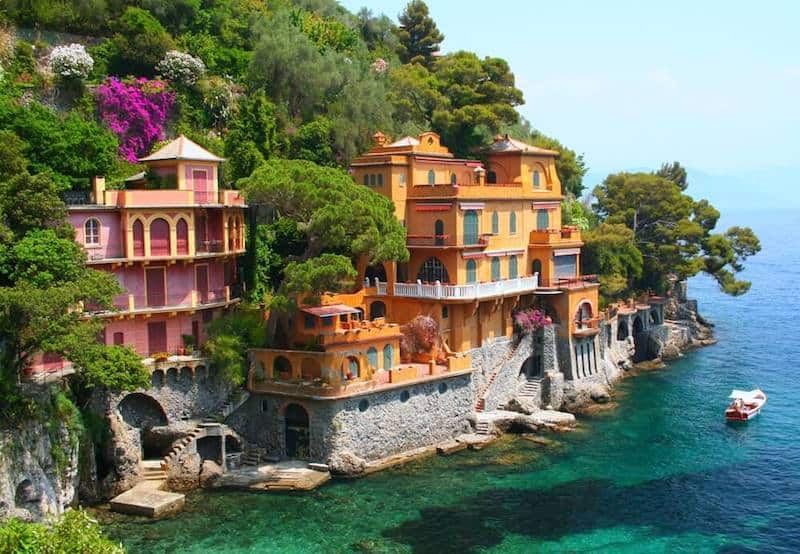 Beautiful seafront buildings in Portofino.
