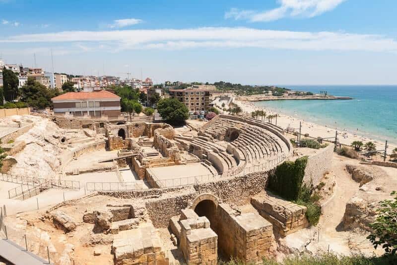 Tarragona amphitheatre and beach.