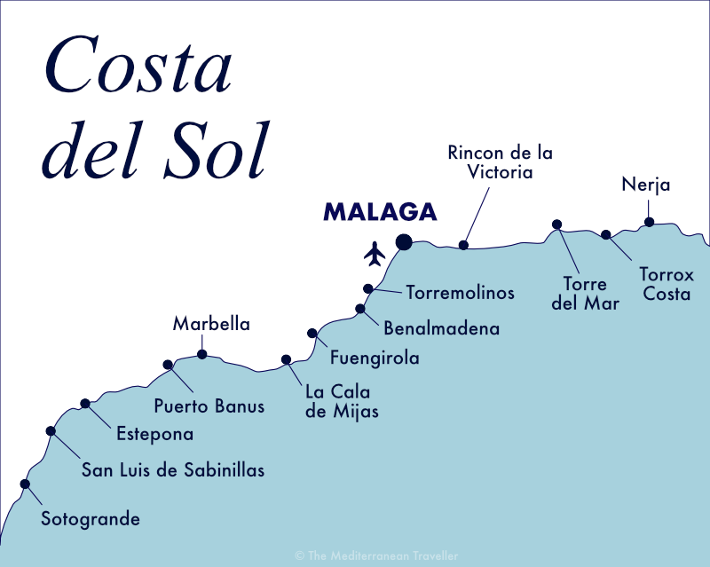 Map of Costa del Sol resorts.