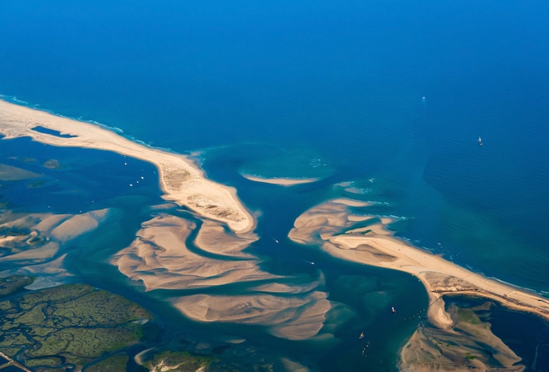 Aerial view of the Rio de Formosa.