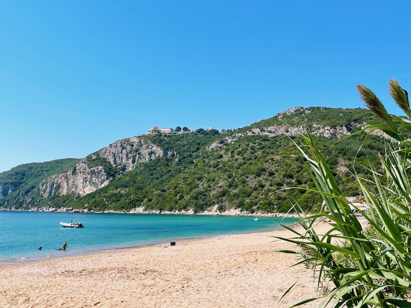 The beach at Agios Georgios Pagon.