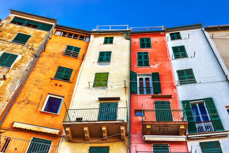 Tall colourful buildings in Portovenere.