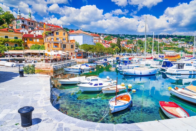 Fishing boats and yachts in Opatija harbour.