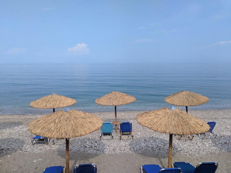 Glassy seas at the beach in Poros.