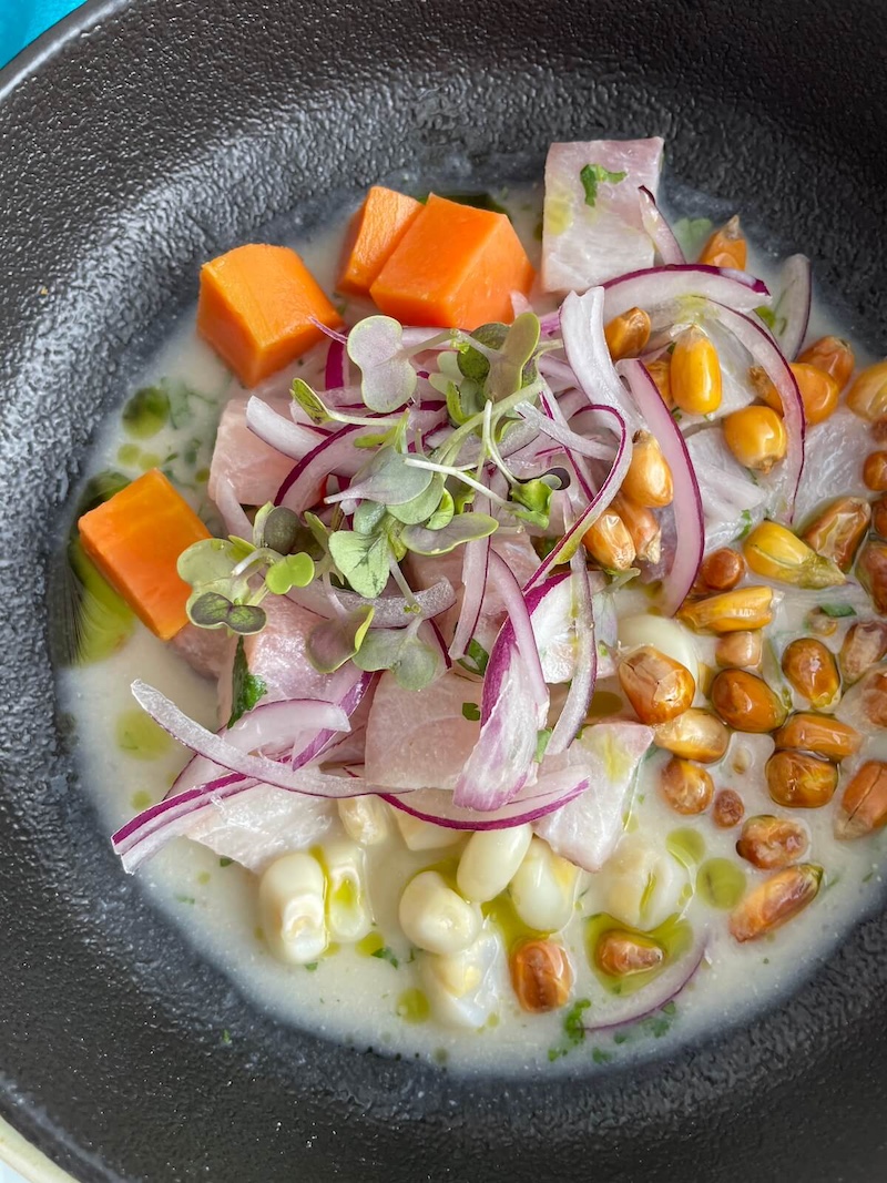 Close-up of the delicious ceviche.